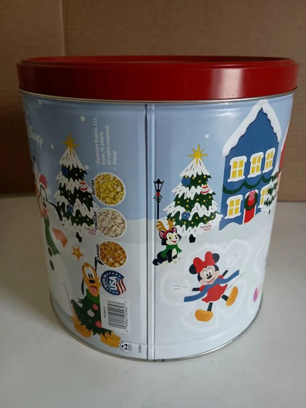 Disney Mickey and Friends festive Christmas holiday metal storage tin